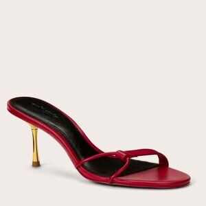 Cult Gaia Veda Sandal Size 37.5 Ruby Red Leather Strappy Gold Heel